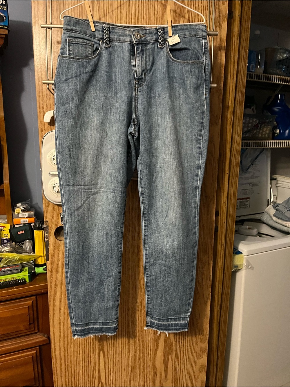 Style & Co. Light Blue Cropped Ankle Jeans with Braided Belt Loops